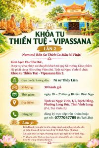 Thông báo Khóa tu Thiền Tuệ - Vipassana lần 2